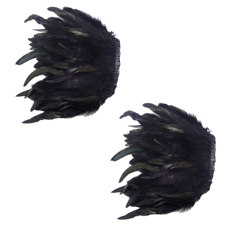 L'VOW Natural Real Feather Epaulet Shrug Shoulder Strap Halloween Costumes Pack of 2 (Black) - Image 5